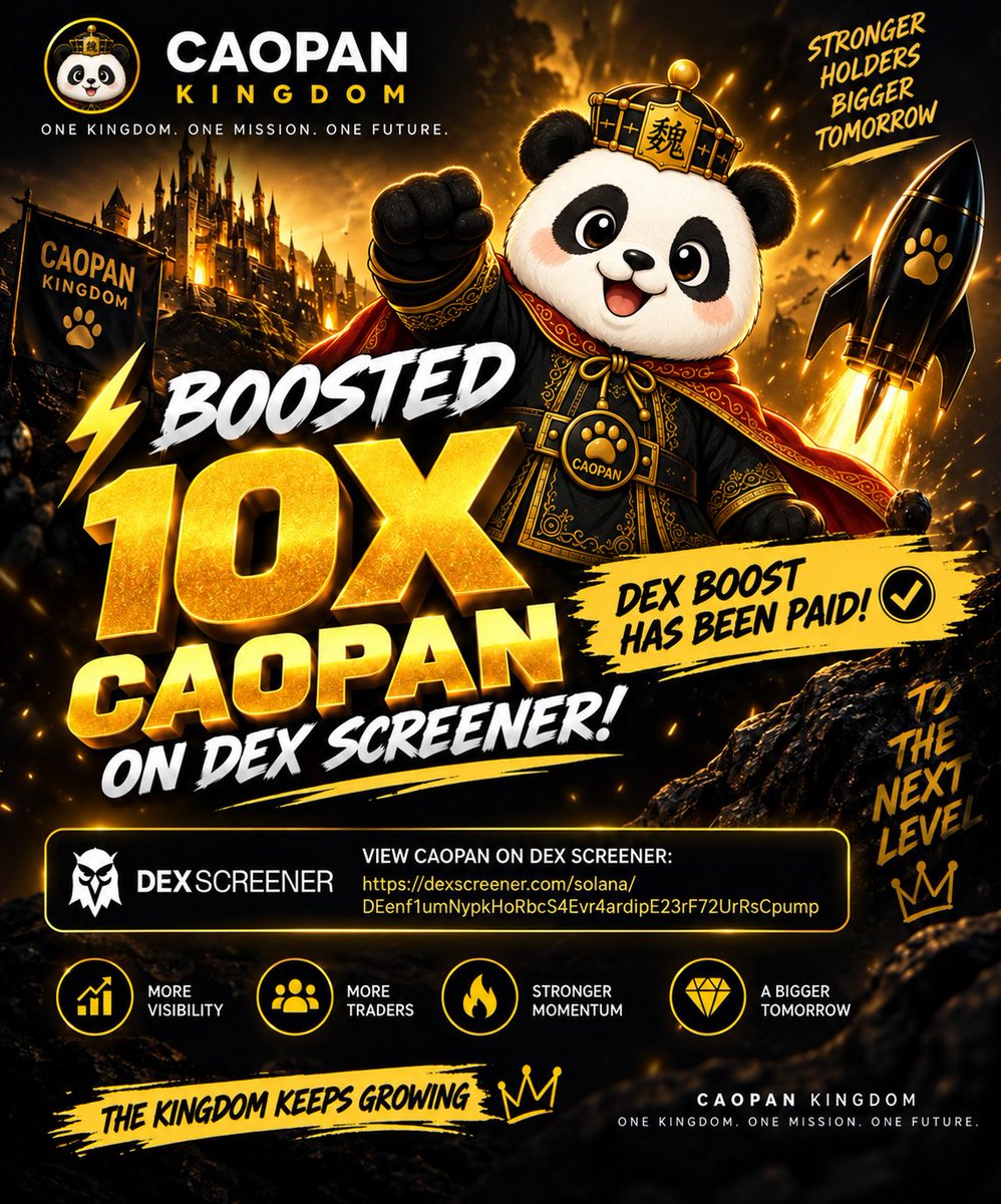 caopankingdom's tweet photo. ⚡ 10X DEX BOOST PAID ⚡

CAOPAN has officially been boosted 10X on DEX Screener

The boost is now paid and we’re pushing for stronger visibility and more exposure for the Kingdom

The next phase starts now

Stay active and keep supporting the Kingdom 🐼👑 https://t.co/VgEVB1sX6M