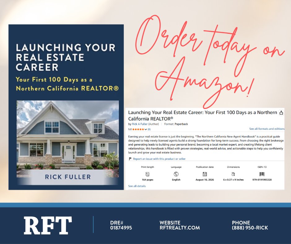 RickAFuller's tweet photo. I wrote “Launching Your Real Estate Career” to help new agents build a strong foundation—from lead generation and your SOI to marketing, choosing a team or brokerage, and building lasting client relationships.

FREE on Kindle for Prime members. https://t.co/GTd5aekYt9 https://t.co/Szp2fHxLbS