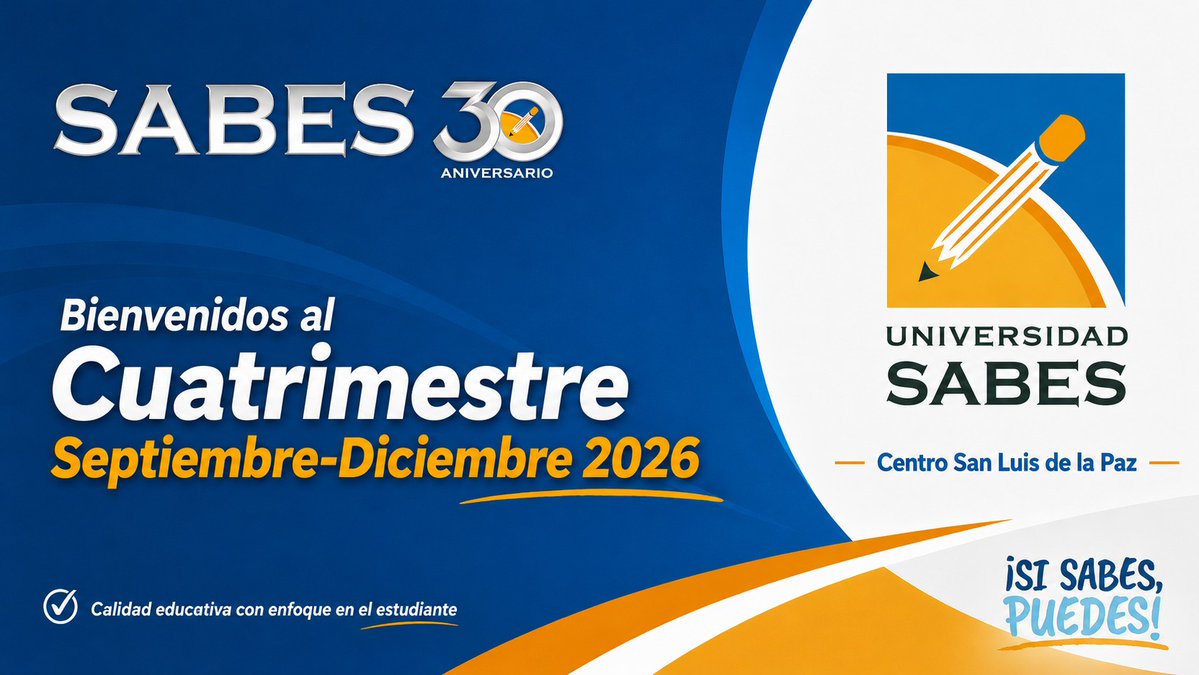 UnidegSlpaz's tweet photo. ¡Bienvenidos al cuatrimestre Septiembre–Diciembre 2026! Hoy comienza una nueva oportunidad para aprender, crecer y demostrar todo lo que somos capaces de lograr. Cada clase, cada reto y cada esfuerzo nos acerca un paso más a nuestras metas. Marcar la diferencia.¡SI SABES, PUEDES! https://t.co/PelpS1g94y