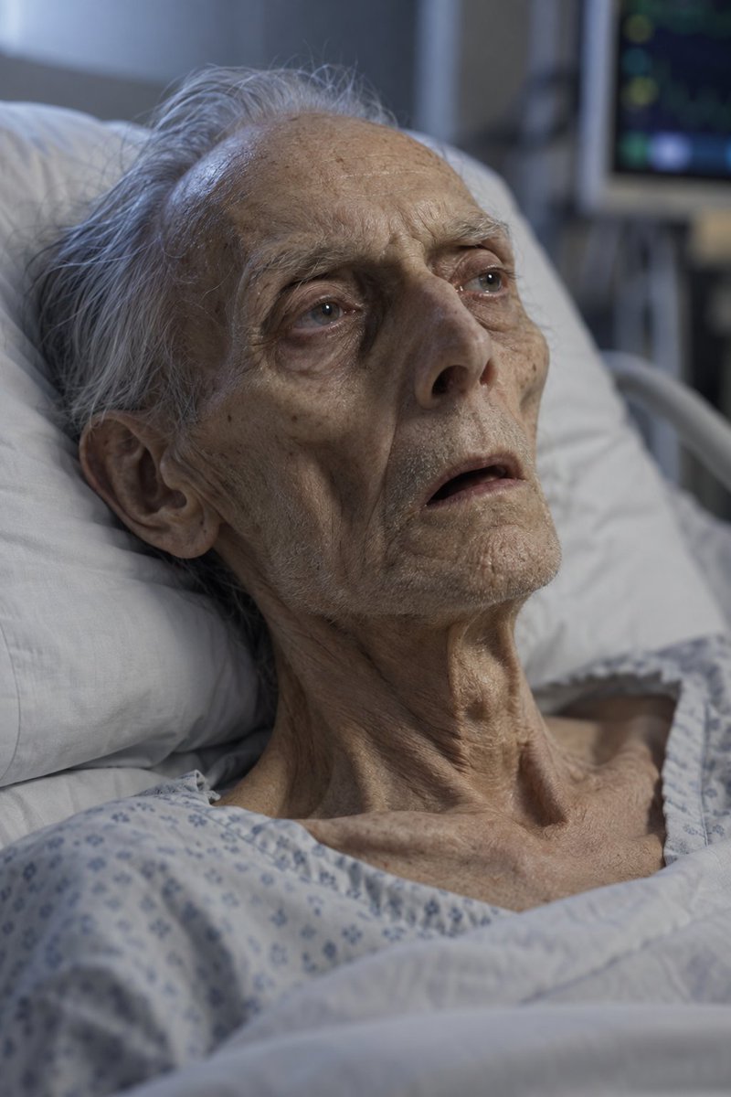IhabFathiSulima's tweet photo. A critically ill elderly patient this appearance. 
What is this classical facial appearance called? https://t.co/DHIFZkKnkJ