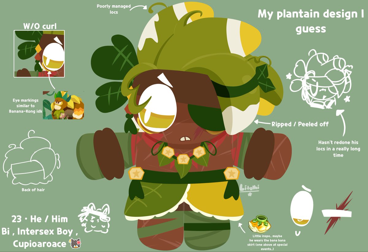 Litethii's tweet photo. If anyone gaf…. I redesigned my plantain cookie design I suppose💭 

#cookierun #cookieruntowerofadventures #plantaincookie https://t.co/QdmYNGoS3q