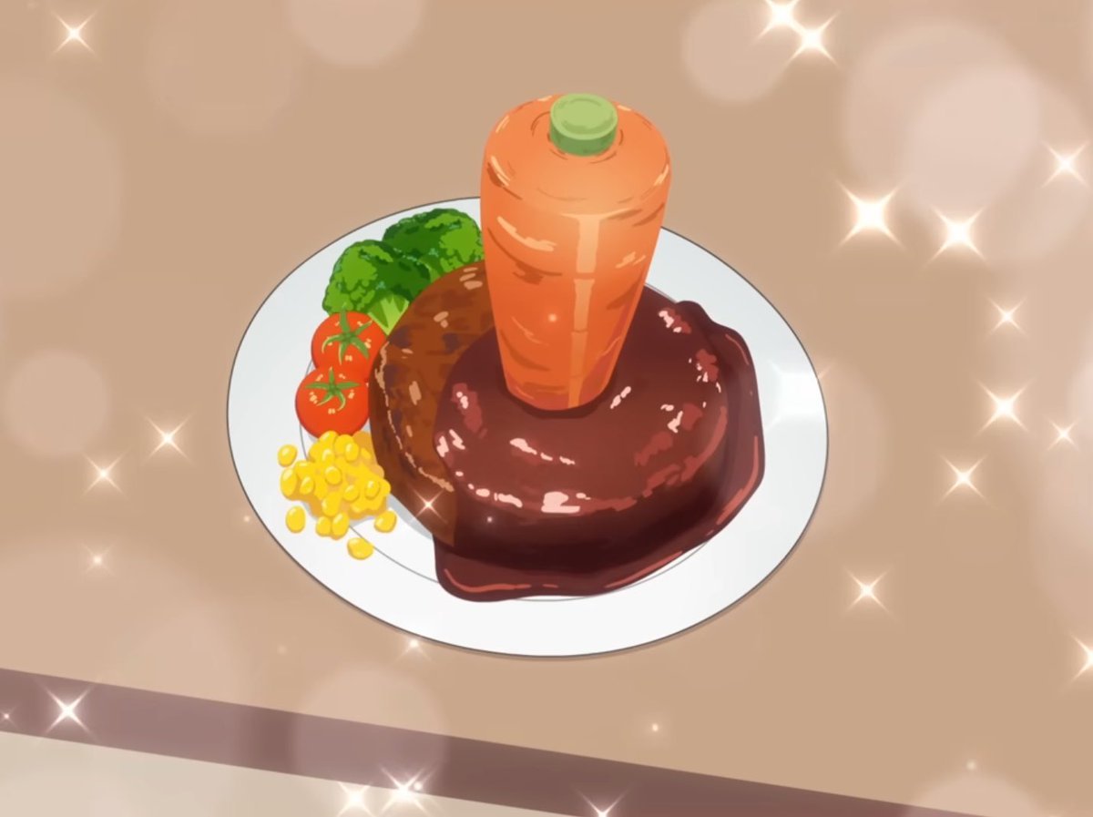 LannenBakaFN's tweet photo. I made Umamusume food. 😂 Surprisingly, this was actually DELICIOUS!! 😋😋🤩🥴 #umamusume #uma #carrothamburgsteak #carrothamburgersteak #animefood https://t.co/lqiri4hJYO