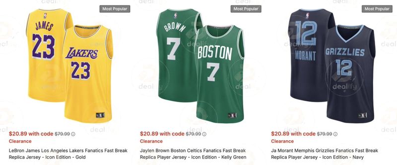 DealifyGroup's tweet photo. 80% OFF ALL MEN'S NBA JERSEYS ON FANATICS

Fanatics just added extra discounts to their clearance sale
Use code "LABORDAY" to get jerseys as low as $20
Promo expires on September 7th - sizes selling out https://t.co/p2KKVN2At4