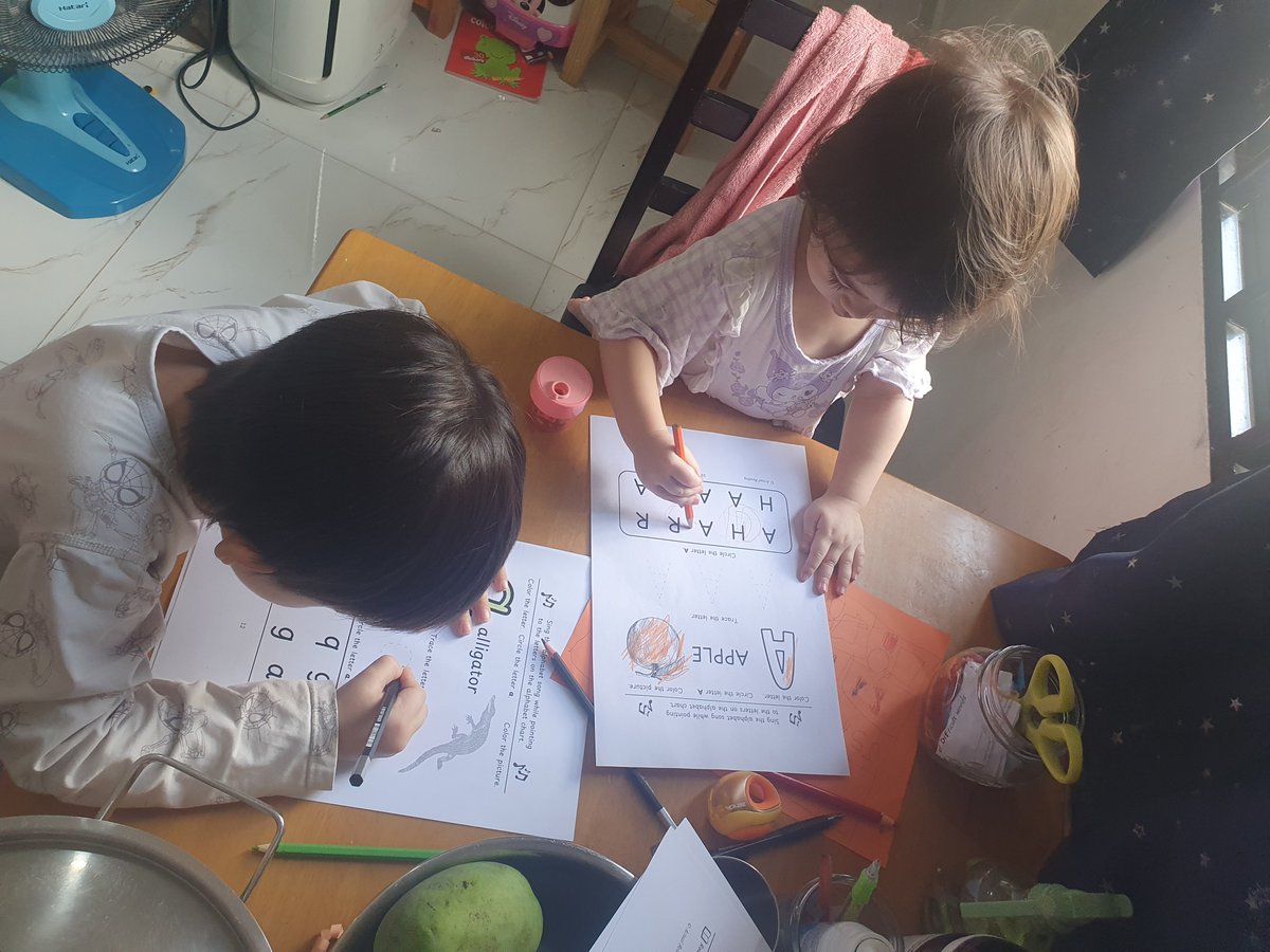 lasthumanauthor's tweet photo. Homeschooling with materials by  @HannahWardEdu - and they're a big hit. We'll be finished with the alphabet pages in a few more days. My son keeps telling me he HAS to learn cursive before his birthday in spring! https://t.co/0axCMikITz