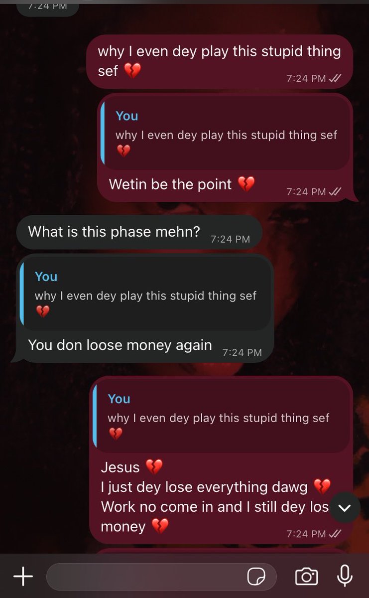 42gaffer's tweet photo. this thing no even funny again 💔
Omo wtf I don lose everything wey I get like this 💔Jesus 💔 https://t.co/4dQbd1v7YN