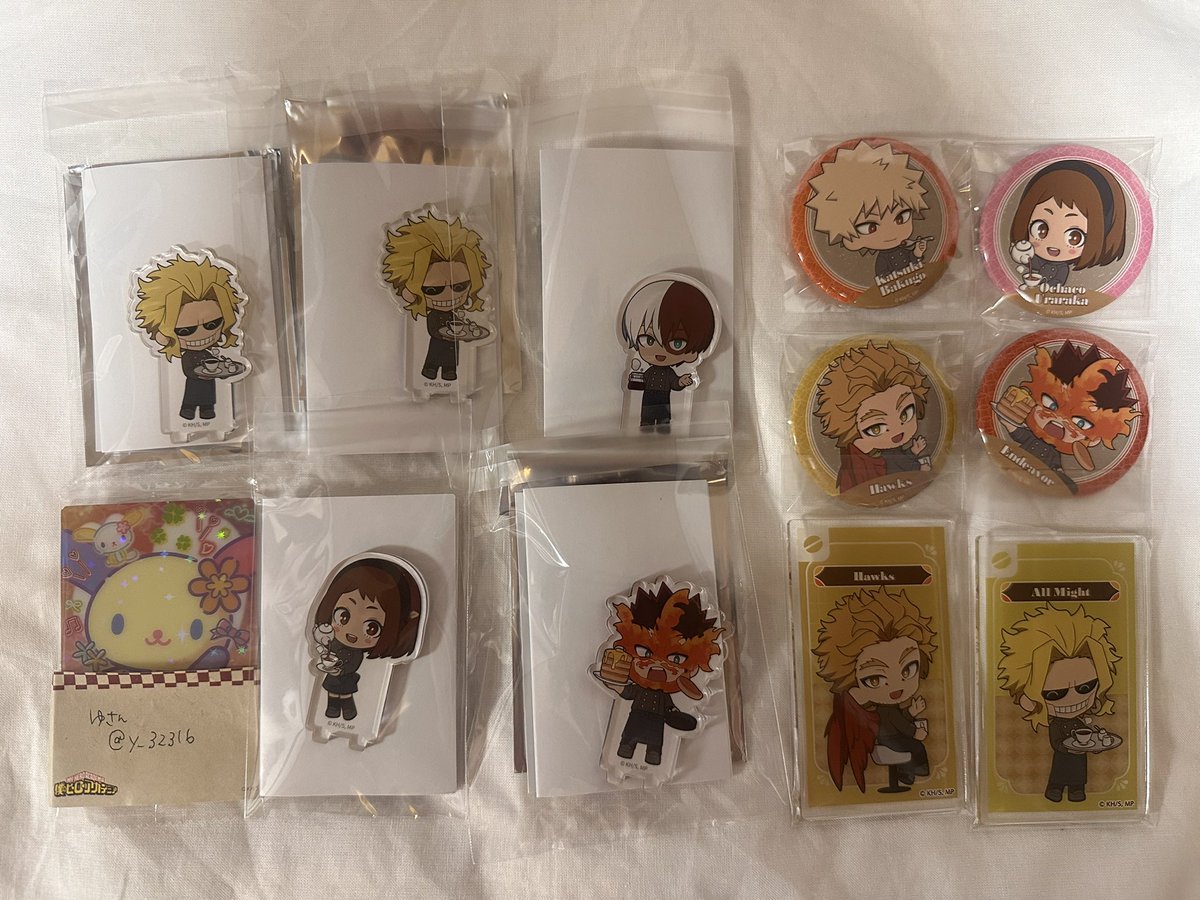 y_32316's tweet photo. 【交換】ヒロアカ アニメイトカフェ 特典 アクスタ 缶バッジ アクリルカード ステッカー コースター 缶ケースチャーム

譲:緑谷、爆豪、轟、麗日、エンデヴァー、ホークス、オールマイト、荼毘、トガ、黒霧、AFO、トゥワイス、コンプレス

求:相澤

新宿手渡しor郵送希望
検索からもお気軽にどうぞ🙇‍♀️ https://t.co/04go7pu52Y