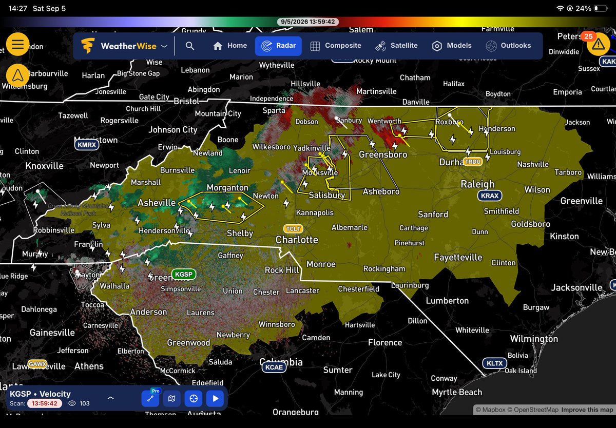 ManConcord's tweet photo. @NWSGSP Is there another delay with warnings coming out? Says theres a warning for Kannapolis, NC. But there is no warning on websites or radar except for twitter. https://t.co/9jNo0QXoLZ