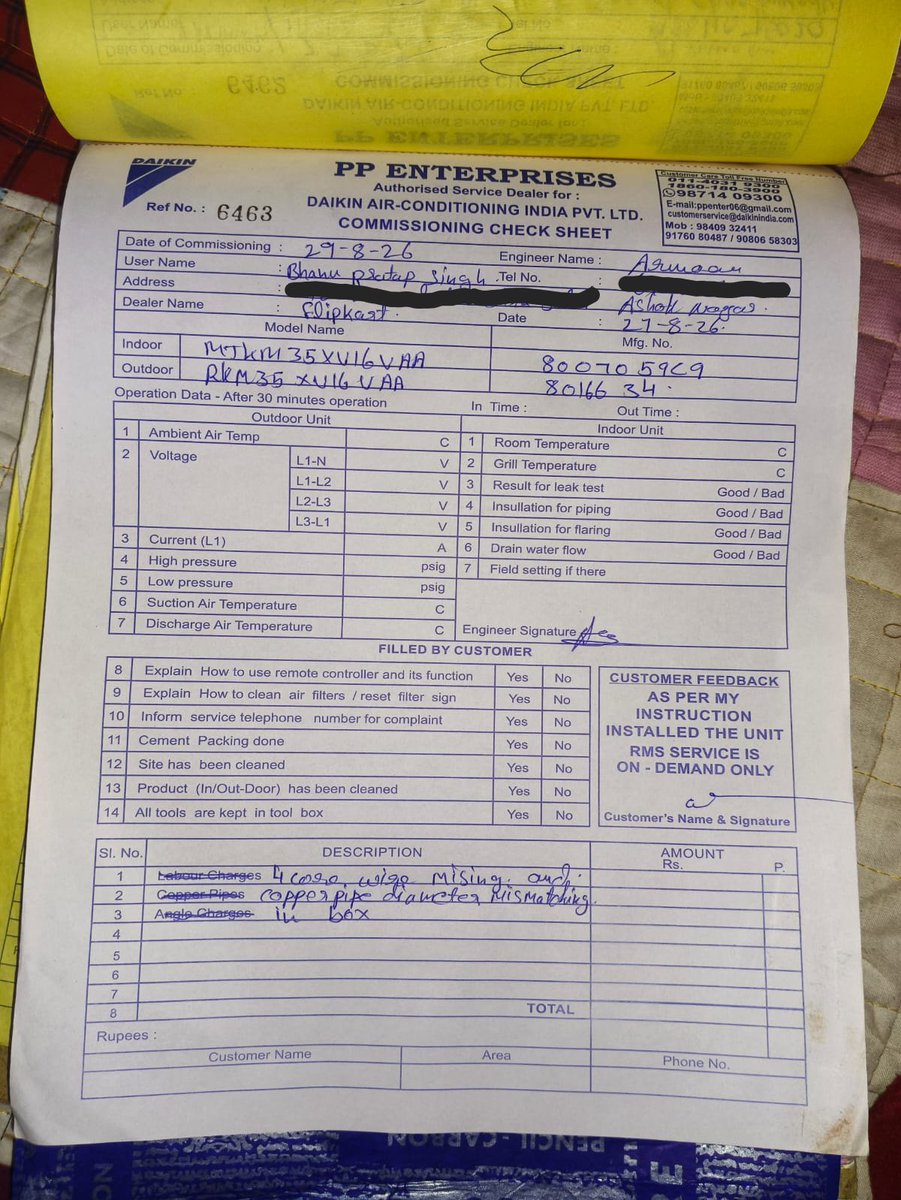 bhanupratap2602's tweet photo. @Flipkart delivered and AC with missing main wire &amp; wrong copper pipe (attached report) which means an opened product was delivered. The pathetic customer service is working since 29/08 for a return with no success but only harassment &amp; new timelines
@nch1915 @flipkartsupport https://t.co/MsvoLR92l5