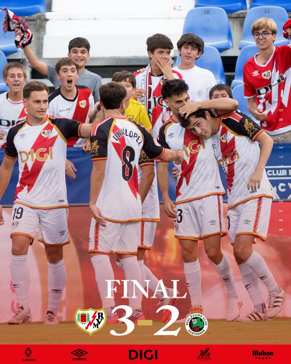 RayoVallecano's tweet photo. ⚡️ ¡¡¡FINAAAL DEL PARTIDO!!! ⚡️

➕3⃣ !!! Goles de Andrei (16') y Camello (43' y 47').

#RayoRacing #VamosRayo https://t.co/e2TIC0exKn