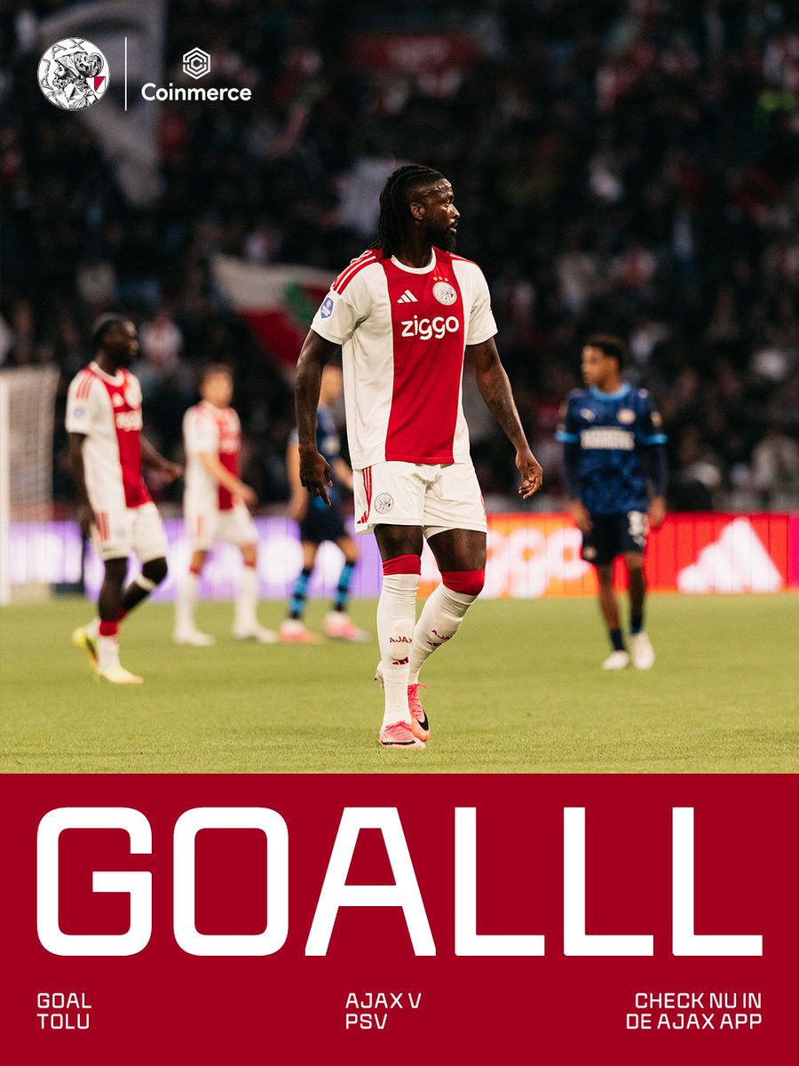 AFCAjax's tweet photo. Watch Tolu's equalizer now in the Ajax App. https://t.co/CJqhqSbuNB
