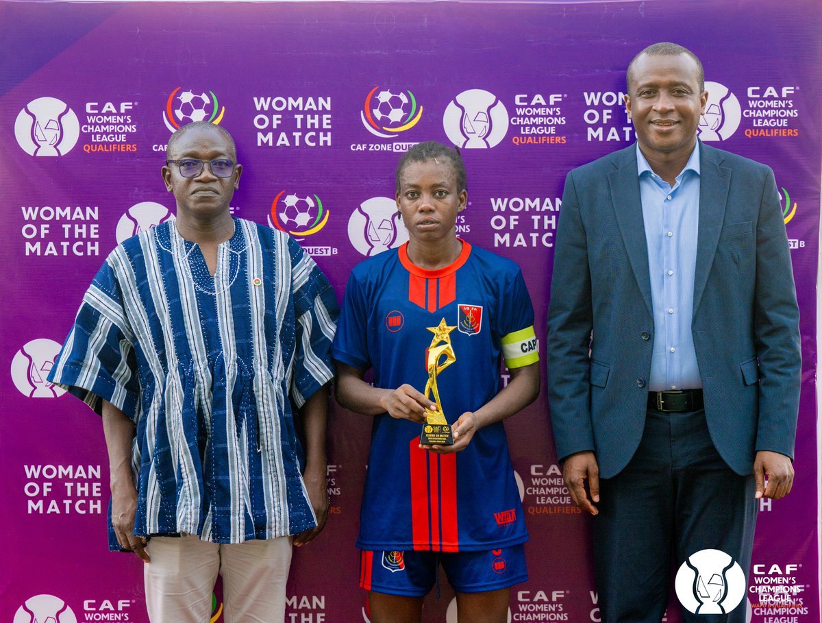 CafZoneOuestB's tweet photo. 🌟⚽ Woman of the Match!
Captain Délawaléa Stéphanie Sow (#6) is named Woman of the Match in USFA vs Dynamique FC.
🏆 Trophy presented by Philippe Tchéré, Executive Director of WAFU‑B.
👏 Well‑deserved recognition!
#UFOAB #USFA #DynamiqueFC #WomanOfTheMatch #WomensFootball
🌟⚽ Femme du Match ! La capitaine Délawaléa Stéphanie Sow (n°6) est élue Femme du Match USFA vs Dynamique FC. 🏆 Trophée remis par Philippe Tchéré, Directeur exécutif de l’UFOA‑B.
👏 Bravo à elle pour cette performance !
#UFOAB #USFA #DynamiqueFC #FemmeDuMatch #WomensFootball