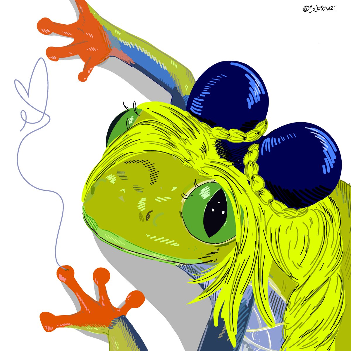 JoJosyW21's tweet photo. Jolyne if she got turned into a frog. (For @BizarreTadpoles) https://t.co/K1tFsZSFaY