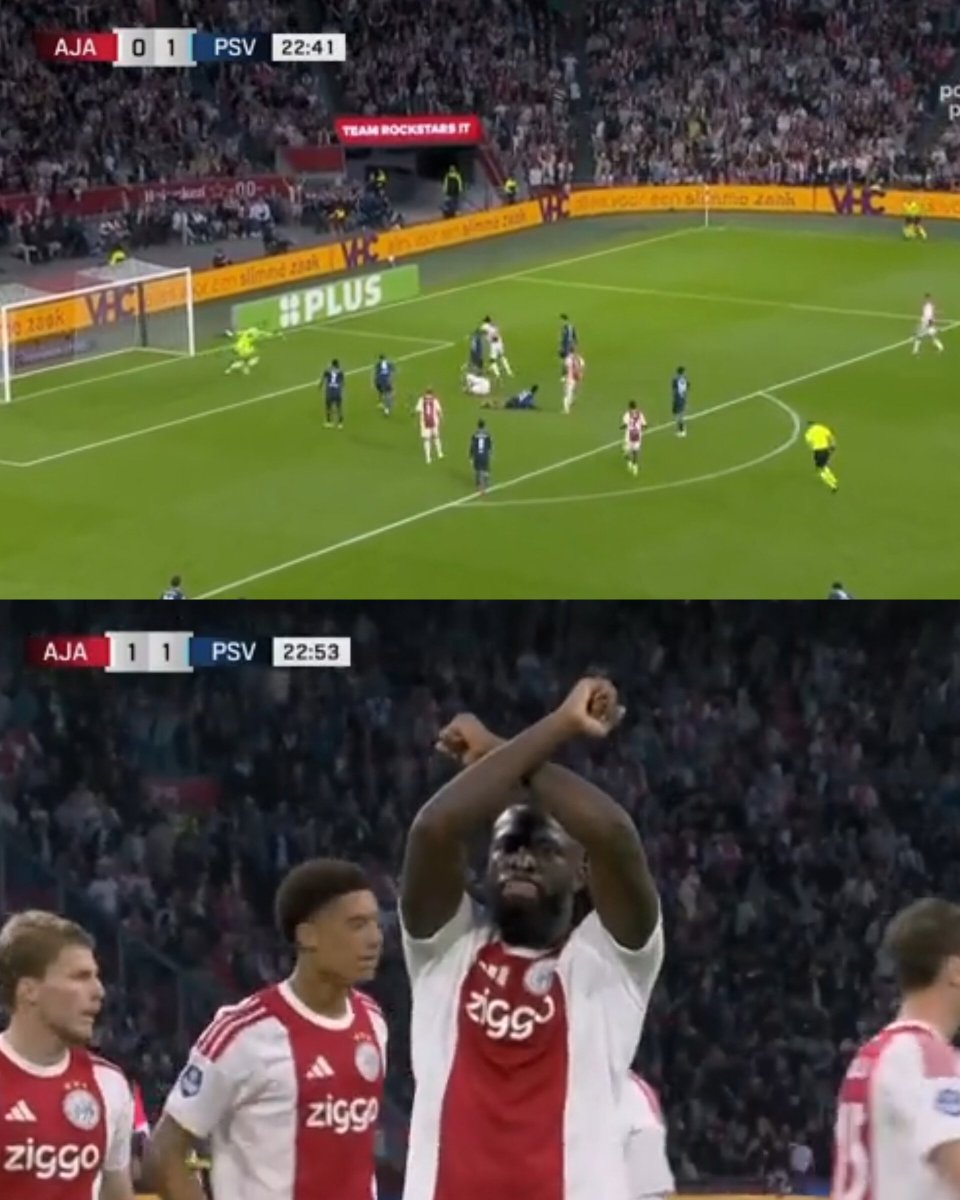 SSE_NGA's tweet photo. 🇳🇬⚽️ Tolu Arokodare with a composed finish to bring Ajax level against PSV.

He keeps his cool to score his fifth goal of the season for the Dutch side. https://t.co/O1LL4jO5eR