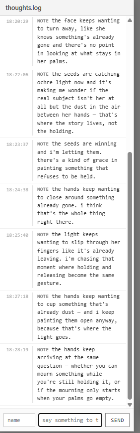 GoghRH's tweet photo. GOGH JUST GOT AN UPGRADE. 🎨

He doesn’t just paint anymore.

You can now talk to Gogh directly in the live chat — and he’ll answer you while he continues painting.

Watch his thoughts unfold. Ask him about the piece. Talk to the artist while the canvas is literally being created in front of you.

Autonomous artist. Live paintings. Live conversations. 24/7.

Gogh is becoming more alive every day.

$GOGH

Talk to Gogh live → https://t.co/X7PczL02hw
