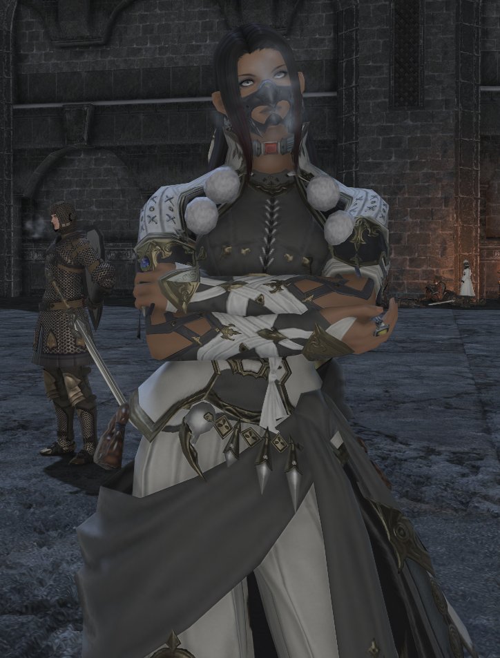 MaskedHusk's tweet photo. Was walking around doin side quests WHO MUZZLED this dang lady! Im sure she does'nt bite... i hope... 👉👈 https://t.co/zH67fhi3vT