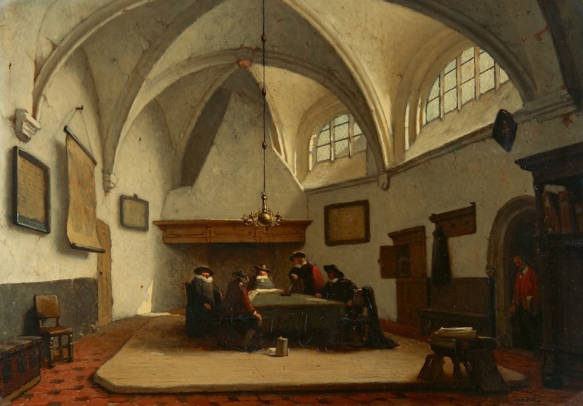 Goudriaan2's tweet photo. Aldermen Assembled in the Consistory Room of the Grote Kerk, Breda

Jan Jakob Schenkel, 19th century https://t.co/Cl7AXZPmLd
