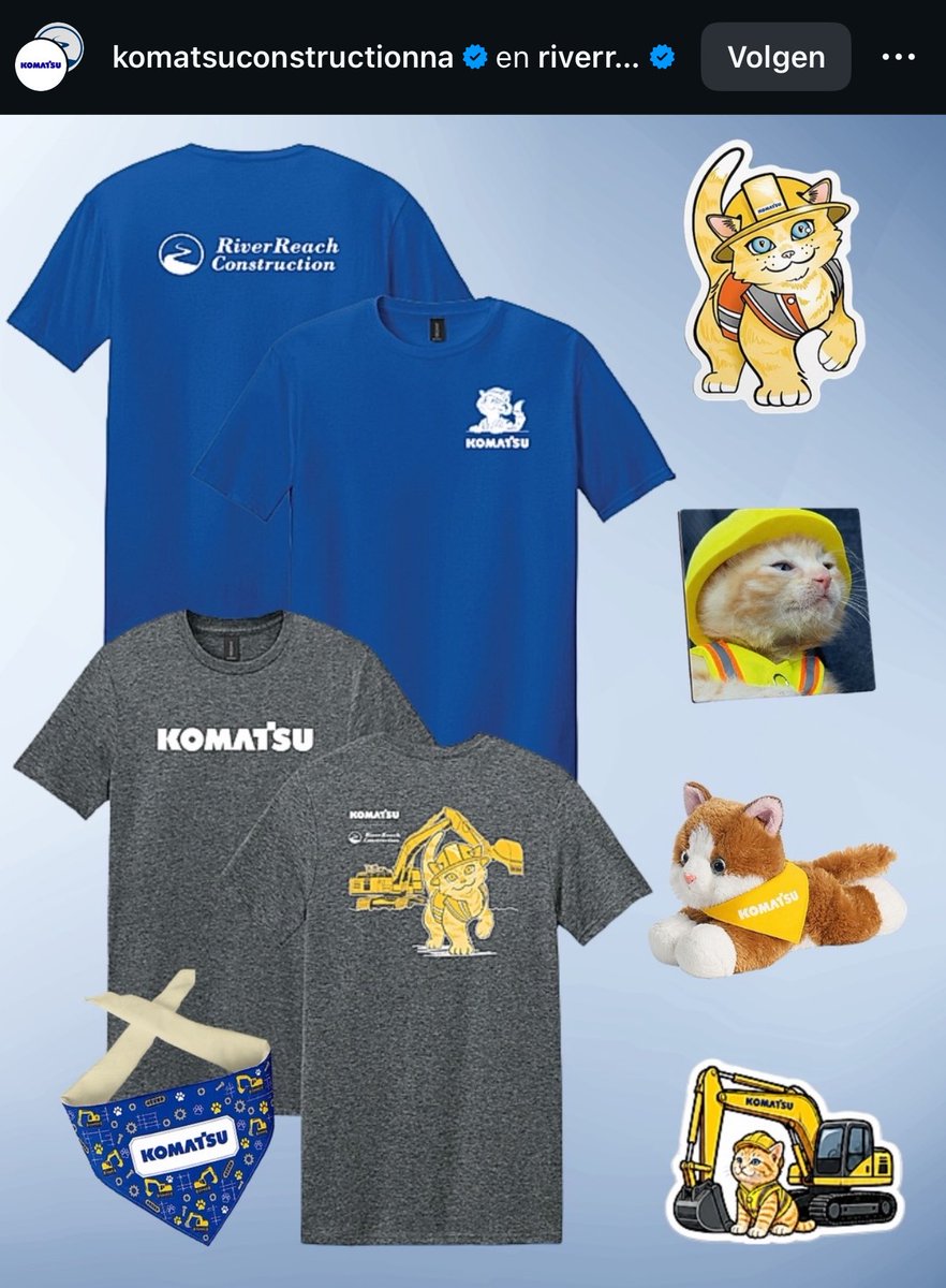 moneymancalls's tweet photo. $SUE is now the official mascot Komats. Second biggest construction company in the world after CAT.

Over 32 billion $ in sales per year. They have officially dropped their merch including a plushie of SUE the builder cat. 

The next PNUT/WIF kinda play. The hard hat stays on. 

0x2ab8a4dd2191989ac2898006df350b236d2b7777