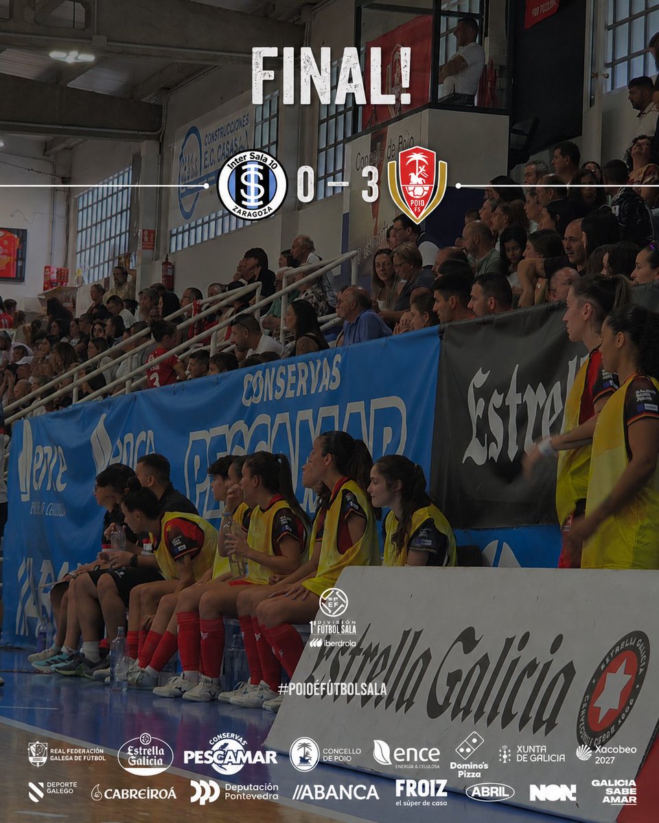 PoioPescamarfs's tweet photo. Final do partido 🔚

@WanapixInter10 0 - 3 #PoioPescamar

⚽️ 0 - 1 Laura Sánchez, min. 2
⚽️ 0 - 2 Luci, min. 11
⚽️ 0 - 3 Laura Sánchez,  min. 18

O primeiro ➕️3️⃣ na #PrimeraIberdrolaFS 😊

#PoioÉFútbolSala #IntersalaPoio #EncePlanSocialPontevedra #FroizDeporte https://t.co/U6FM6pNPek