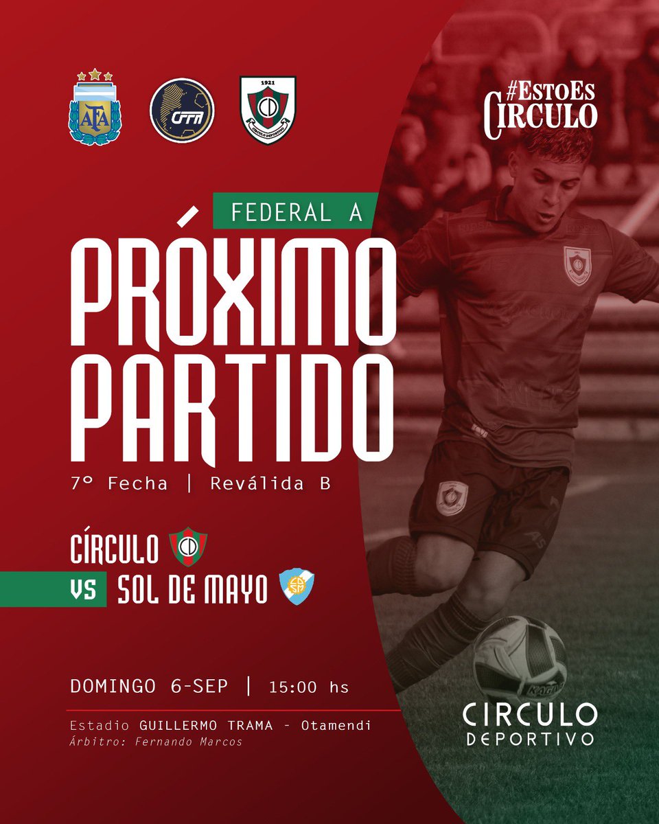 clubCirculo's tweet photo. #FederalA PROGRAMACIÓN https://t.co/b7uTnbI75x
