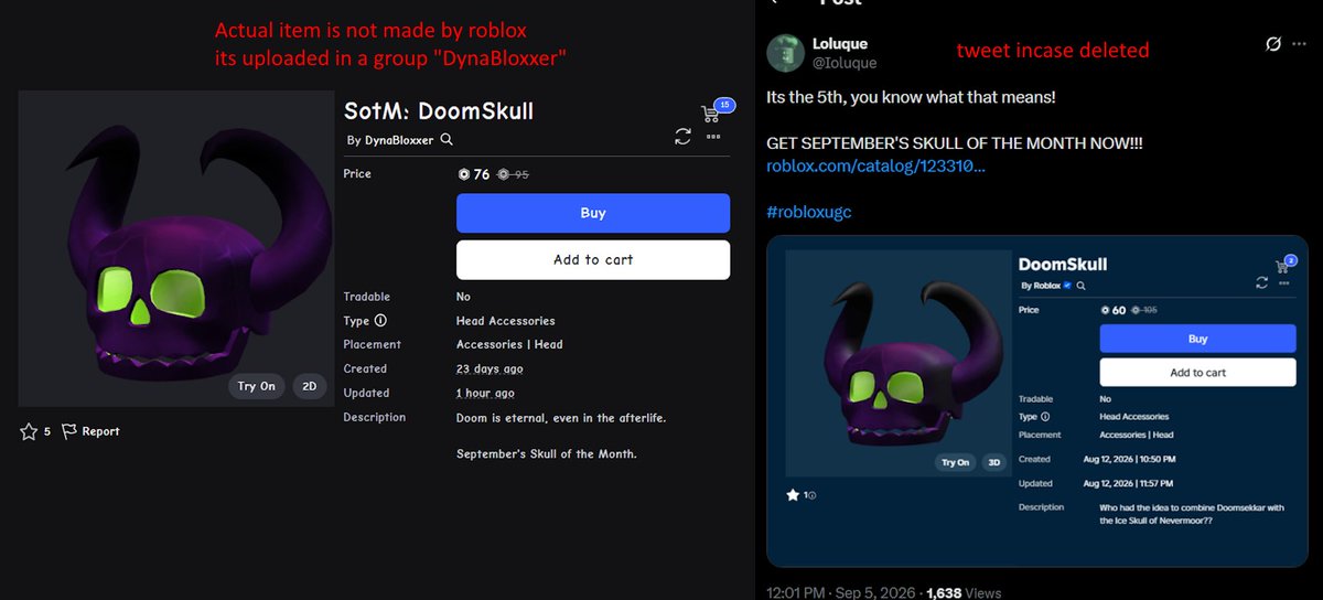 Blizzei_'s tweet photo. Kind reminder to not mislead others to buying your items by pretending to be roblox 🙂 https://t.co/ADilfRkGIC
