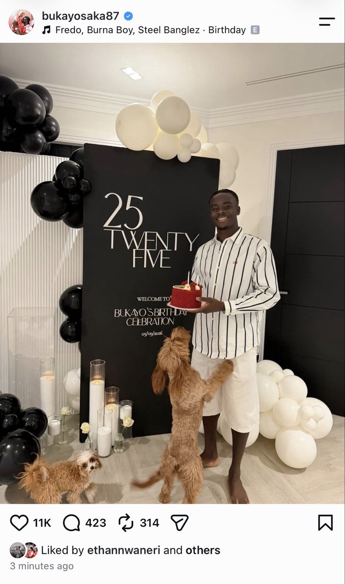 ArsenalN7's tweet photo. 📲 Birthday boy Bukayo Saka on Instagram 🎂 https://t.co/w1NTjWsFsE
