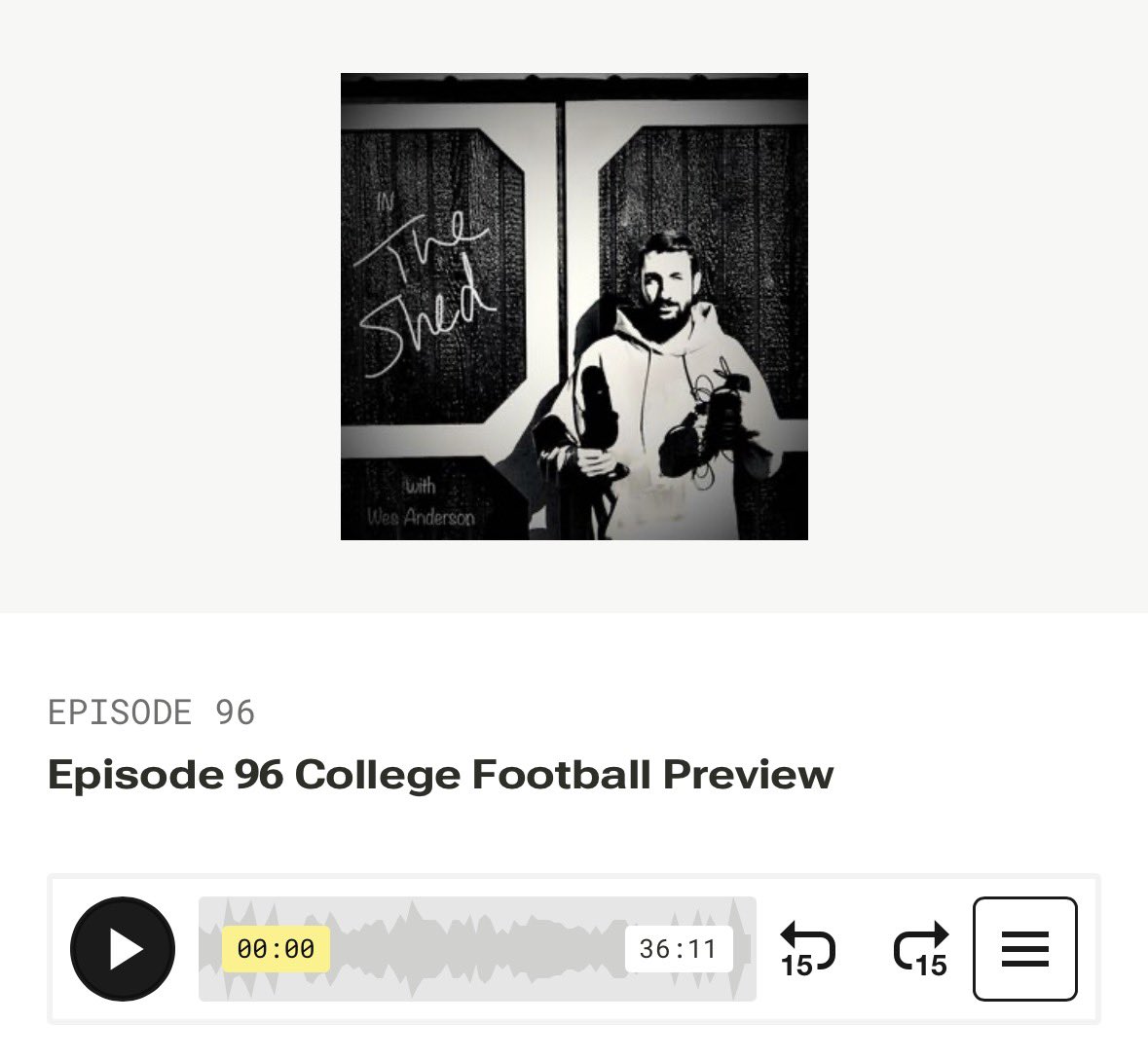 InTheShed4's tweet photo. Episode 96 of the show is now available wherever you get your podcasts. Tap in and celebrate the return of college football with me!

https://t.co/n24ExC49im

#CFB #CollegeFootball #CollegeFootballPreview #SEC #B1G #Big12 #ACC #CFP #NCAAF #InTheShed #WesAnderson #Podcasts https://t.co/dlKxQdefKq