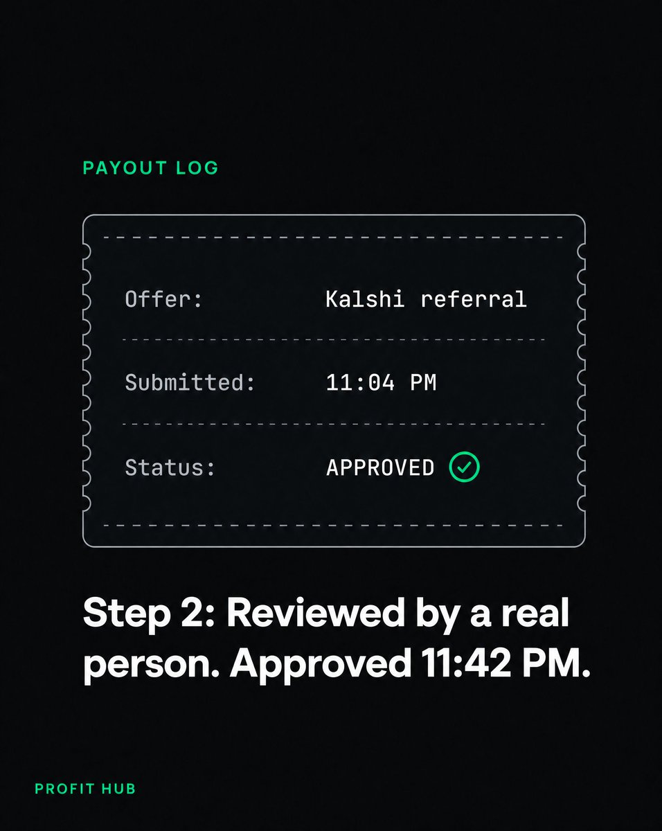 GetProfitHub's tweet photo. Someone submitted proof at 11pm. It was approved by 11:42pm. Five dollars landed. That is not a testimonial, that is a timestamp.

We are done with vague 'people are getting paid' claims. Here is what an actual approved cycle looks like on Profit Hub: submission, review, payout, https://t.co/4YBShpjQnx