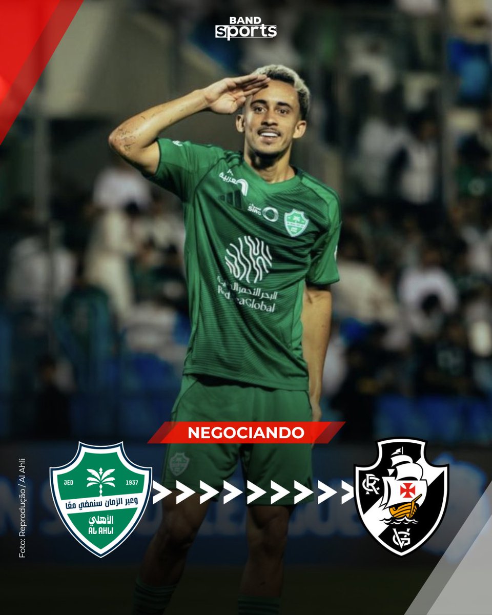 bandsports's tweet photo. QUER VOLTAR 🇧🇷👀 Revelado pelo Flamengo e atualmente no Al Ahli, Matheus Gonçalves revelou que deseja atuar pelo Vasco, e o clube carioca já abriu negociações por um possível empréstimo. Bom reforço?

#BandSports #Vasco #MatheusGonçalves #AlAhli #Flamengo #MercadoDaBola https://t.co/7PoBXU6O66