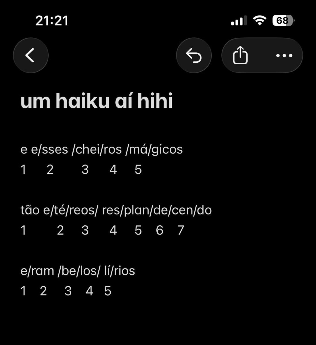 thimilav's tweet photo. vou compartilhar o Haiku que escrevi ontem

segui a métrica certinha do haiku e os elementos obrigatórios, gostei de escrever e do resultado ❣️ https://t.co/oTcLaTzlQZ