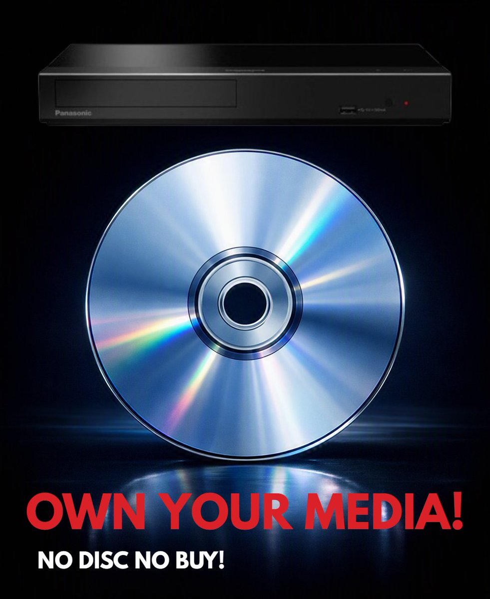 HDMOVIESOURCE's tweet photo. Physical Media is exploding right now, and in my opinion the Panasonic DP‑UB450 is still the best way to get into the ownership of your content. It doesn't focus on streaming apps, thankfully. It just focuses on CDs, DVDs, Blu-rays, 4K Discs, and file playback via USB, and yes, the USB supports 24‑bit / 192 kHz high-res playback too. Along with that, it also offers Dolby Vision, which allows video to be scaled to the nits of your display.

Even with the price jumps because of demand, it's still worth it to own your media! In my opinion, we want real ownership because digital purchases can disappear the moment someone decides to take your rights away. And that's exactly what's happening right now, and why the demand is switching from digital to physical.

Remember, NO DISC, NO BUY! Nobody can take away your Physical Media Collection, but every day titles get removes from your digital purchases with zero refunds. Sorry, but that's not worth it. In my opinion, these digital companies don’t care about you, that’s why ownership matters.

Amazon: https://t.co/mCOYebmVYa
Official Panasonic: https://t.co/mtMjdS0M42

#PhysicalMedia #NoDiscNoBuy