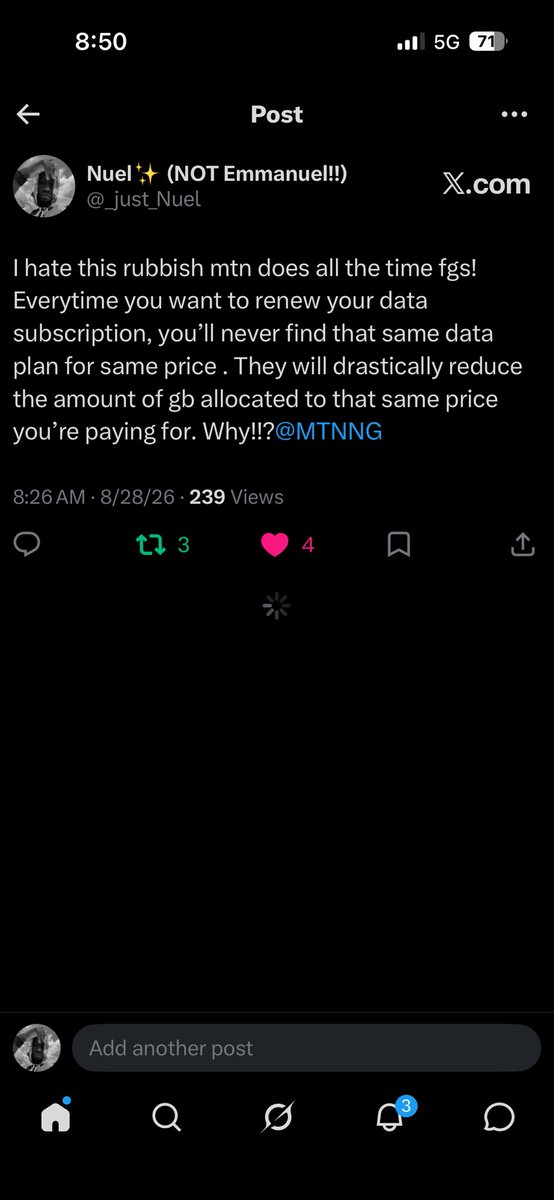 _just_Nuel's tweet photo. Frame1: Me crashing out after realizing I didn’t get same 72gb for the 11k plan I did earlier. See date!
Frame2: Had someone top up my airtime balance with 9k cause I had just 2k airtime in balance then. See date again!
Frame3: data balance tonight. https://t.co/0y5mS8oUvQ