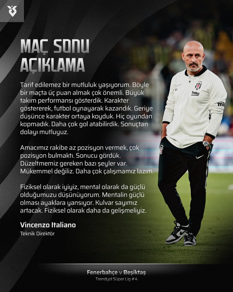 Besiktas's tweet photo. Maç sonu açıklama | Vincenzo Italiano https://t.co/gO5LVShuZH