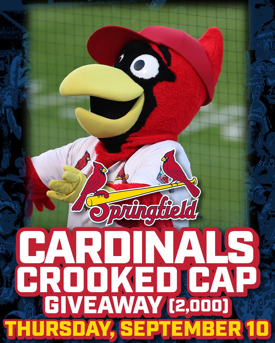 ozkspringbirds's tweet photo. GIVEAWAY ADDED! Join us on Thursday, September 10 as 2,000 fans will receive a Springfield Cardinals Crooked Cap.  Enjoy your crooked cap with Thirsty Thursday drink specials. Get tickets: https://t.co/iZEH7imJgV https://t.co/IGe6DdwpQ5