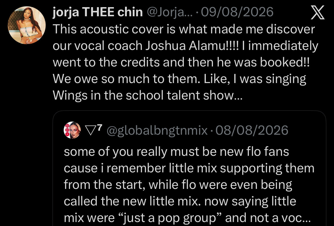 jxdepinnock's tweet photo. the next generation of girl groups have so much respect for little mix and that’s how you know they were impactful https://t.co/ngzMDksugR