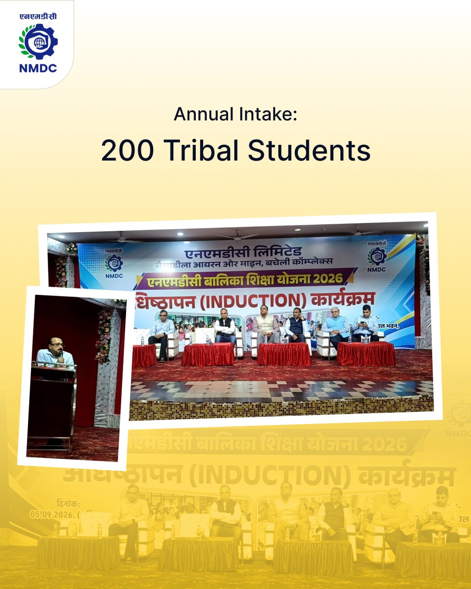 nmdclimited's tweet photo. A new journey begins with opportunity, aspiration and the courage to move forward.

Under the NMDC Balika Shiksha Yojana – 2026, an Induction & Flag-Off Ceremony was organized for 18 ST girl candidates selected to pursue the Diploma in General Nursing and Midwifery (GNM) at @SRM_Univ.

The bus carrying the 18 students to Chennai was flagged off by Mr. K. Sreedhar, CGM, BIOM, marking the beginning of their academic journey and a significant step towards education, empowerment and a promising future.

NMDC wishes all 18 students success as they begin this new chapter of learning and growth.

#NMDC #BalikaShikshaYojana #GirlEducation #WomenEmpowerment #EducationForAll #GNM #SRMUniversity 

@mygovindia 
@SteelMinIndia 
@HDKumarasw30951 
@SandeepPoundrik