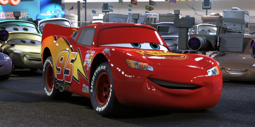 Pixar's tweet photo. Ka-Chow! Lighting McQueen has a V-8 engine, 750 horsepower, rear wheel drive, and his top speed is 200 mph, 0-60 in 4.5 seconds. https://t.co/S7sIcsNzQF