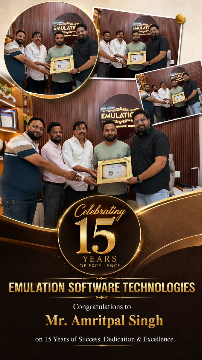 Emulation_india's tweet photo. 15 Years of Excellence! ✨ Congratulations to Mr. Amritpal Singh on this well-deserved recognition for his contribution to the Emulation family. Wishing you continued success and many more achievements! 🌟 #Emulation #SriGanganagar #15Years #Recognition #TeamEmulation #Success https://t.co/hNz5U49Vx2