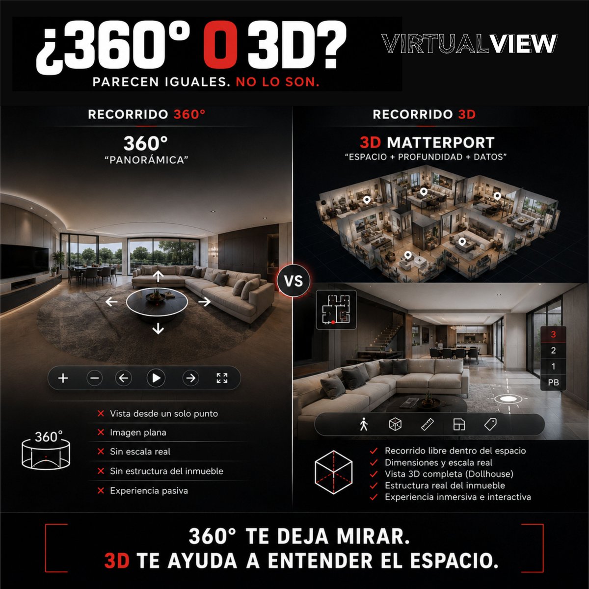 Virtualviewmx's tweet photo. ¿360° o 3D?

Un 360° permite mirar alrededor.

Un recorrido 3D permite entender el espacio, su distribución y dimensiones.

La diferencia no es solamente cómo se ve.

Es cómo se experimenta.

¿Quieres conocer la diferencia? Escríbeme.

#Matterport #3D #TourVirtual https://t.co/44i8PSgPaq