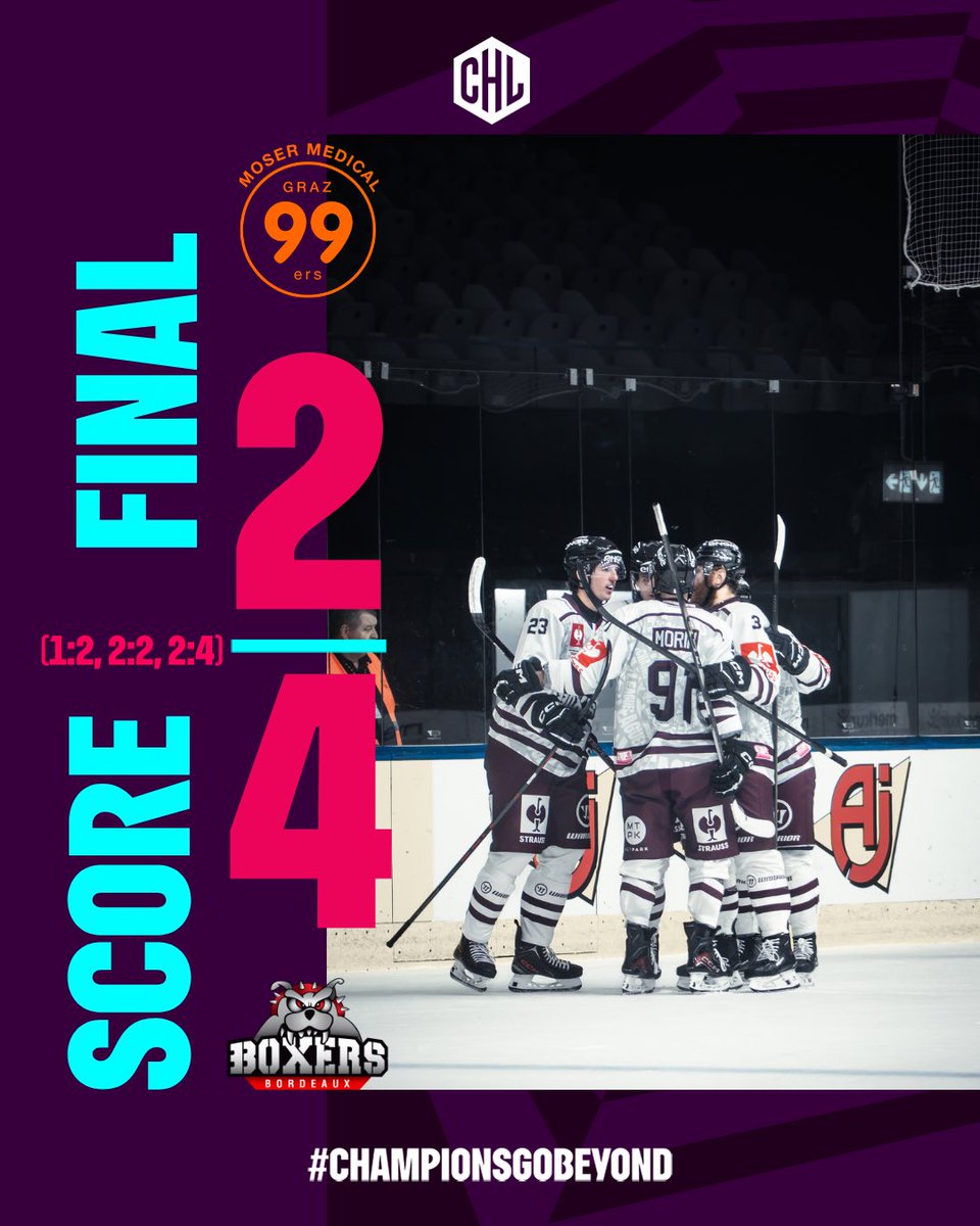 BoxersBordeaux's tweet photo. HISTORIQUE !!!!!

Première victoire de l'histoire du club en Champions Hockey League 🤩🤩
Deux matchs, une équipe qui grandit sous nos yeux. La suite s'annonce belle.

#AllezBoxers #CHL https://t.co/k4n65aop7H