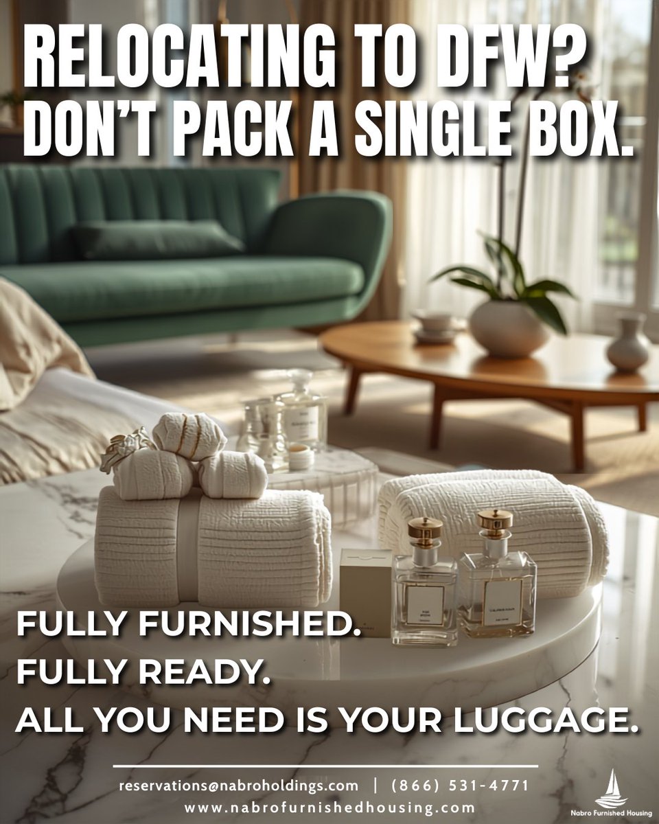 nabrohousing's tweet photo. Relocating to DFW? Skip the packing! Nabro offers move-in-ready homes across Denton, Flower Mound, Fort Worth, Frisco, McKinney, Richardson, Plano, Dallas, Irving, Las Colinas, Grand Prairie &amp; Grapevine.  
⚡ Wi-Fi &amp; utilities included. 
Just bring your luggage! https://t.co/yhqlzUdSZY