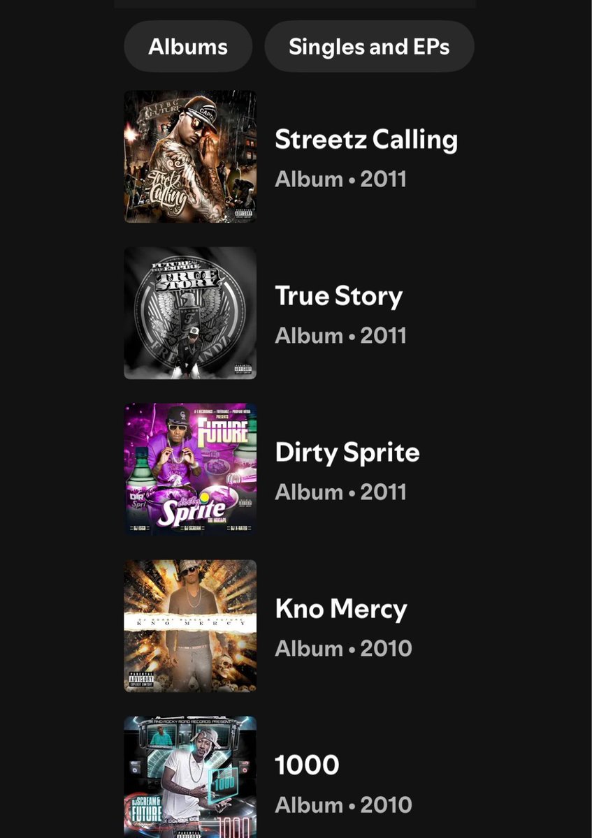nfr_podcast's tweet photo. FUTURE MIXTAPES🚨

RELEASED ON STREAMING.

💿 DIRTY SPRITE
💿 TRUE STORY
💿 STREETZ CALLING
💿 KNO MERCY
💿 1000 https://t.co/LATxtjioaH