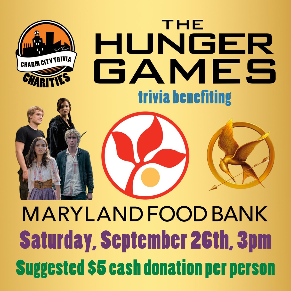 CharmCityEntmt's tweet photo. πππ¦ͺ The bird, the pin, the song, the berries, the watch, the cracker, the dress that burst into flames. I am the mockingjay π«β‘π
Play Hunger Games trivia on Sat 9/26 benefiting MD Food Bank!
https://t.co/2BGv5DYcOb
#CCTCharitySeries2026 #CatchingFire #KatnissEverdeen https://t.co/TmUKcJWPQg