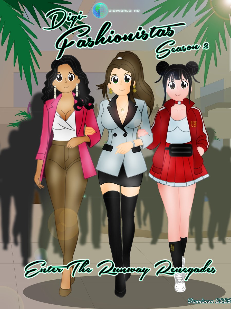 ArtofDanni's tweet photo. In Episode 14 we are introduced to the Runway Renegades, the bold and stylish fashionistas that are major rivals to the Digiworld Fashionitas. #DigimonAdventure #digimonart #runwayrenegades #digiworldfashionistas #orginalcharacters #artmootsㅤ https://t.co/auLbCMd0am