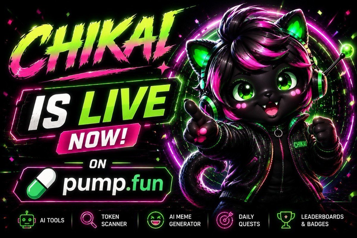 TreyBooster's tweet photo. 🚀 @CHIKAI_sol IS LIVE ON https://t.co/G8ti8J8Kak!

The wait is over — CHIKAI is officially live and ready to make its move. 🔥

Join the launch, check the chart, and be part of the CHIKAI journey! 🐱⚡

🛒 BUY NOW: https://t.co/lXOHHvadMK

📜 CA: H65nTRfD7zk2ecTvZfbsiUDZDKWaACWm3oMiJDpwpump

⛓️ CHAIN: SOLANA

Website: https://t.co/s7MM40X3H8

#CHIKAI #PumpFun #Solana #MemeCoin