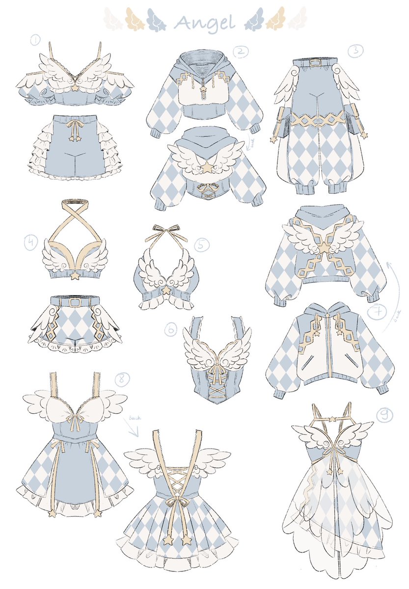 NyahalloShop's tweet photo. Hi Nyamily! 😇 Here’s a look at our new Angel Collection interest check!

This collection is filled with soft blues and whites, little touches of gold, and of course lots and lots of wings! We wanted everything to feel celestial, and a little storybook like! 🩵

These are obviously still design concepts for now, so we’d love to know what you all think!! Which ones would you most like to see brought to life? You can choose as many as you so wish!