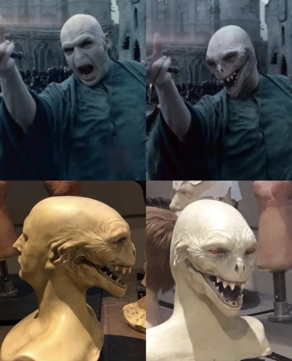 OmoAlade005's tweet photo. I just saw it somewhere that the original design of Voldemort was scrapped for being too terrifying and potentially traumatizing to kids https://t.co/5rdUvn1ur7