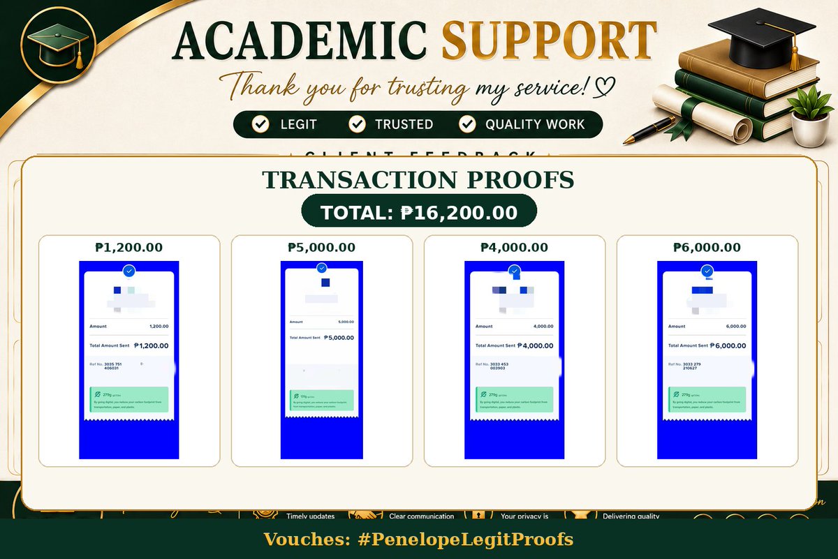 PhellyLegitAcad's tweet photo. MY SAMPLE WORKS &amp; CLIENT VOUCHES 

Sharing some of my previous works and genuine client feedback!  Every project is handled with care, professionalism, confidentiality, and attention to detail. Thank you to everyone whol trusted my service! 🧿
#MoreClients #LegitAcademicCom. https://t.co/KgND3AU5TT