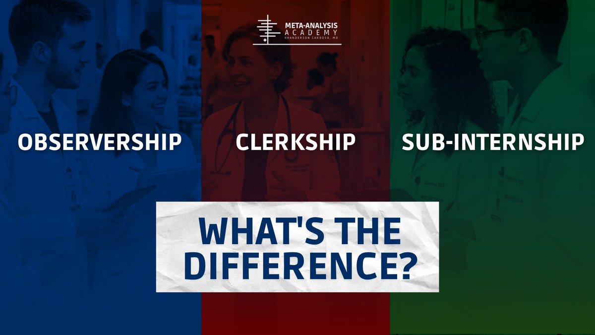 metaacademy_ofc's tweet photo. Observership vs. Clerkship vs. Sub-Internship: do you know the difference? If you're a medical student or graduate pursuing clinical training in the US, this thread breaks down each pathway.
#ECMFG #USMLE #Clerkship https://t.co/yspM7T3QcS