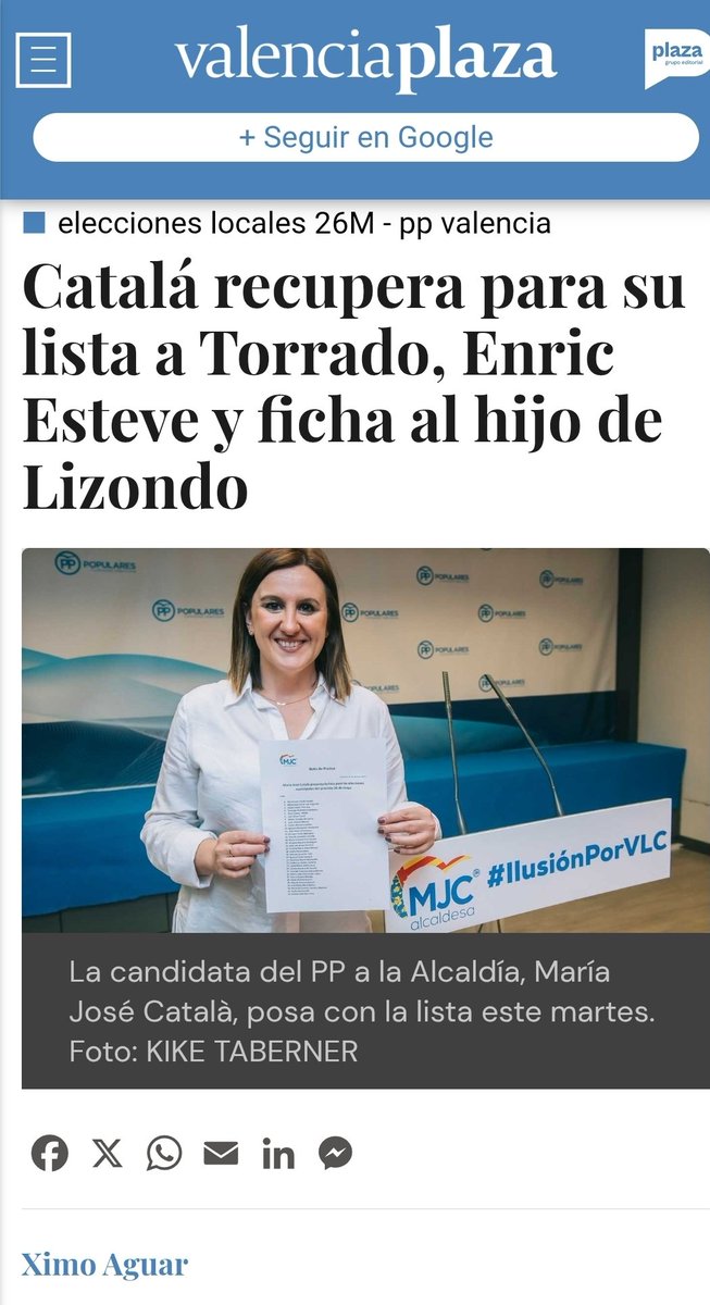 Sentandreu's tweet photo. Esta mañana  os pasaba la increíble noticia que daba @jorgemestre  en @TheObjective_es sobre el auto judicial en el caso de corrupción "Azud" que salpica al @PSOE y @ppopular de Valencia en el que la juez declara probado que el PSOE @SocialistesVal financió la campaña de @VicenteLizondo Jr. a la alcaldía de Valencia por Unión Valenciana "para restar votos al PP". El hijo del fundador de UV apenas sacó 3.000 votos que nada restaban a un PP que obtuvo 235.000, 40 mil votos y 3 concejales más de la mayoría absoluta.  Lizondín se dejó  comprar por el @psoe para dejar a Coalición Valenciana y a mí fuera del ayuntamiento que les doblamos en votos. La prueba de que Lizondo Jr.,  Unión Valenciana y @psoe no iban contra el @ppopular sino contra nosotros es como Lizondo acabó en las listas de @mjosecatala y el PP al Ayuntamiento de Valencia. 
#Vergüenza