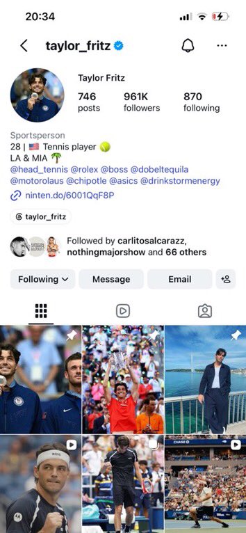 HarperSternStan's tweet photo. FOUND ANOTHER FAKE ATHLETE 🚨‼️
  
First the NFL guy. Now Taylor Fritz.   

Google said Taylor Fritz is a top 10 player who won Indian Wells and is the American number 1 .
 
He even has an entire Instagram page dedicated to this lie.  

ALL FAKE. https://t.co/wbIbtRSxJU